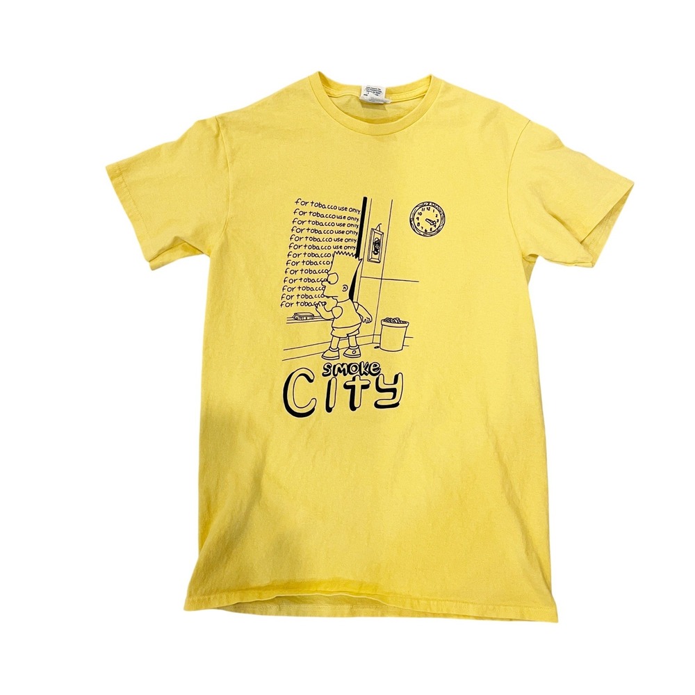 Smoke City Bart Simpson For Tobacco Use Only Yellow Graphic T-Shirt Unisex Small